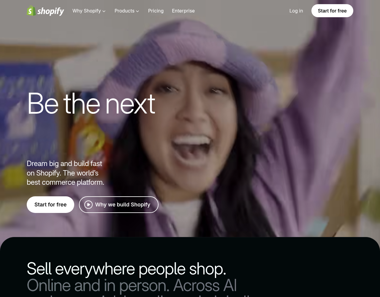 Screenshot von Shopify