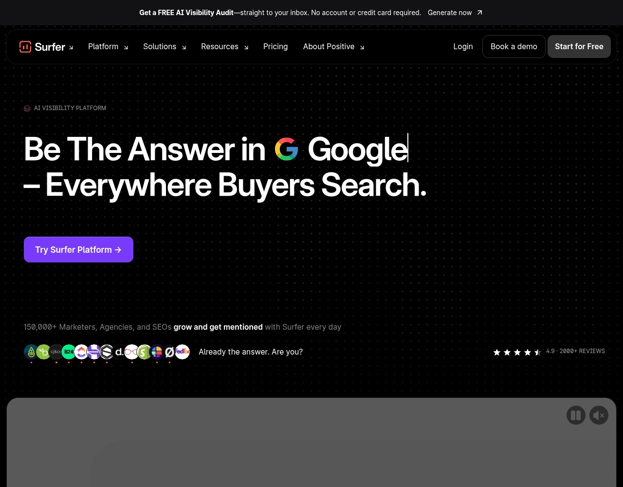 Screenshot von Surfer SEO